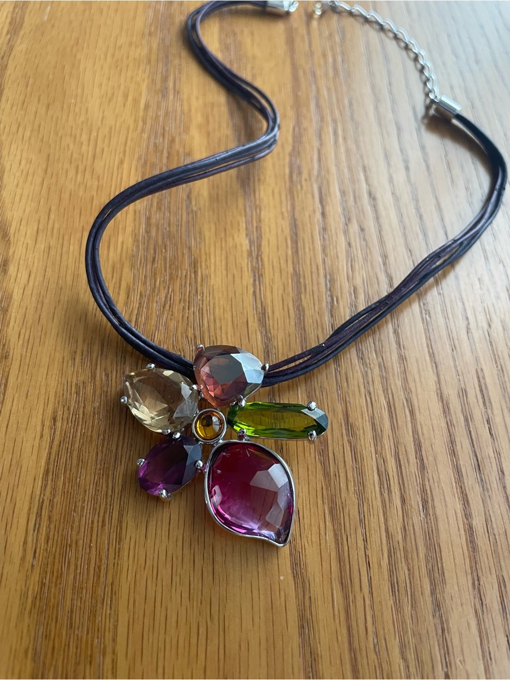 Swarovski Vintage Multi-Color Gem Flower Pendant and Necklace